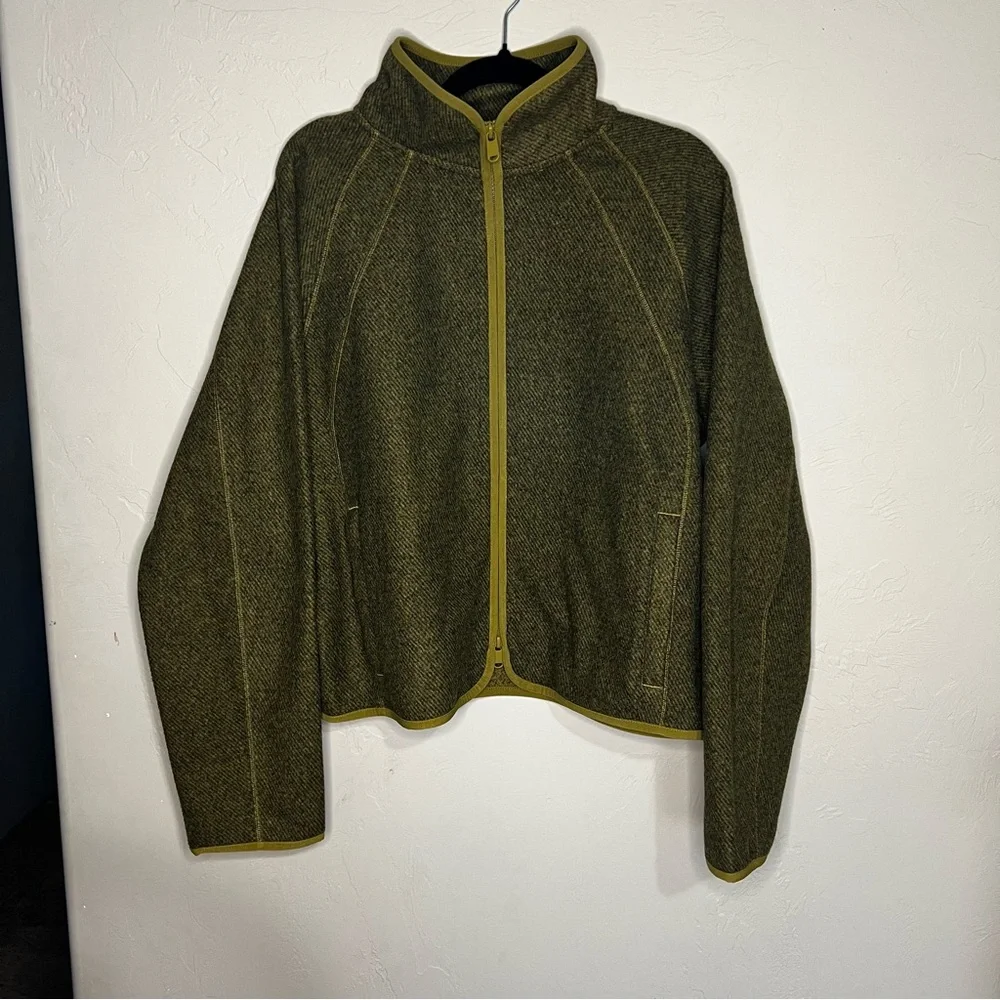 Athleta‎ Stroll Fleece Full Zip Green Heathered Utility Jacket - Picture 3 of 11